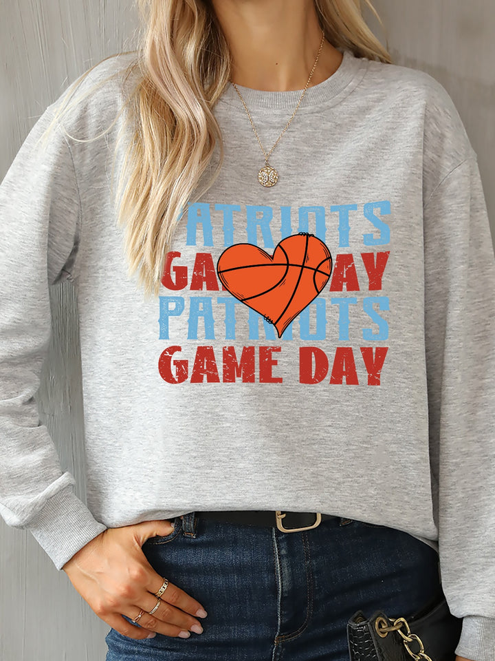 PATRIOTS GAME DAY Round Neck Dropped Shoulder Sweatshirt | Trendsi