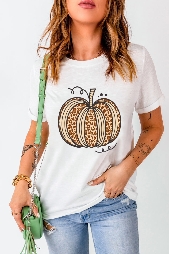 Pumpkin Round Neck Short Sleeve T-Shirt | Trendsi