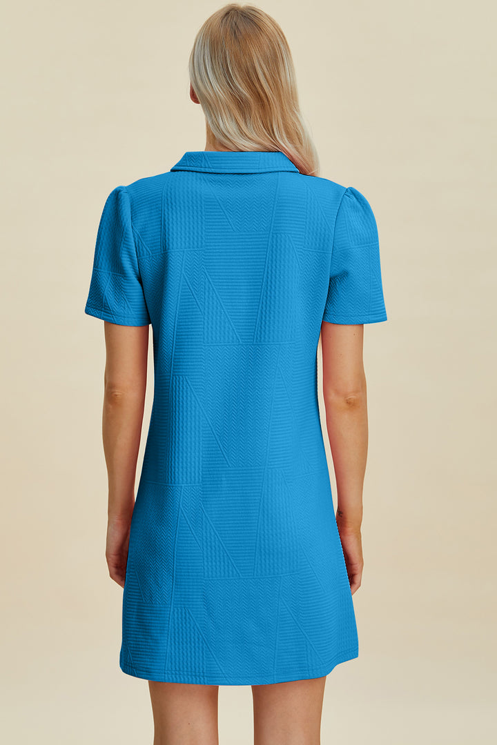 Double Take Full Size Texture Short Sleeve Dress | Trendsi