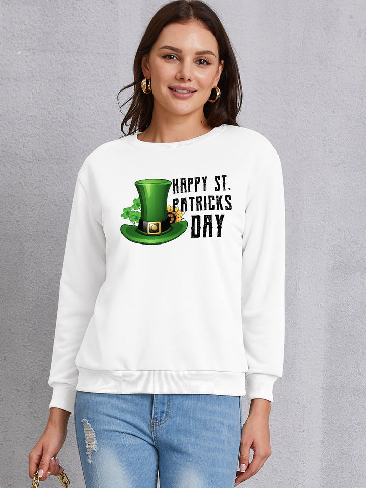 HAPPY ST. PATRICKS DAY Dropped Shoulder Sweatshirt | Trendsi