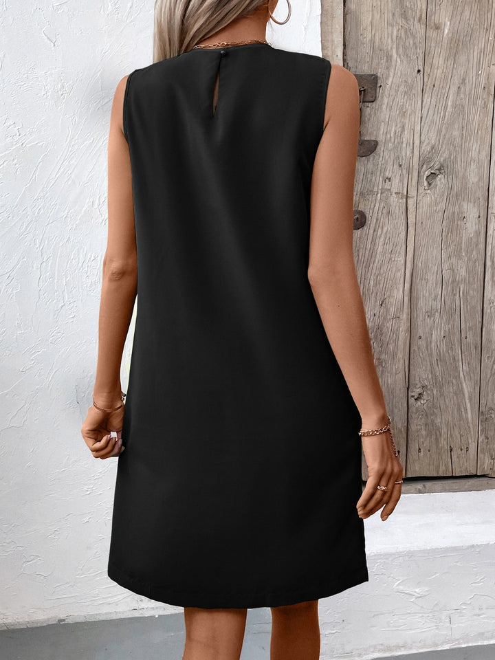 Pocketed Round Neck Sleeveless Mini Dress | Trendsi