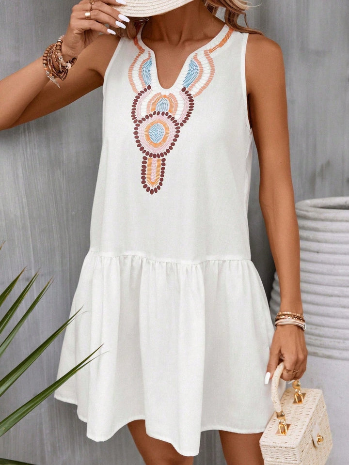 Printed Sleeveless Mini Dress | Trendsi