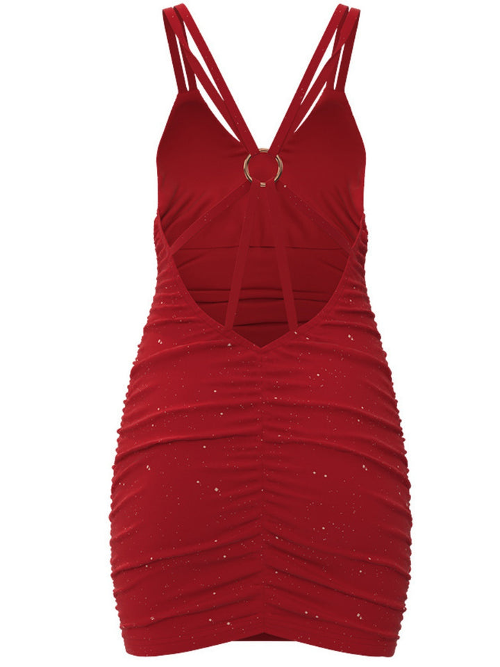 Glitter Double Spaghetti Straps Mini Dress | Trendsi