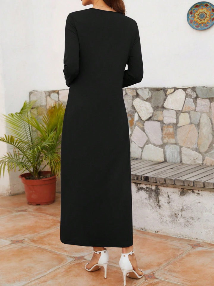 Twisted Round Neck Long Sleeve Dress | Trendsi