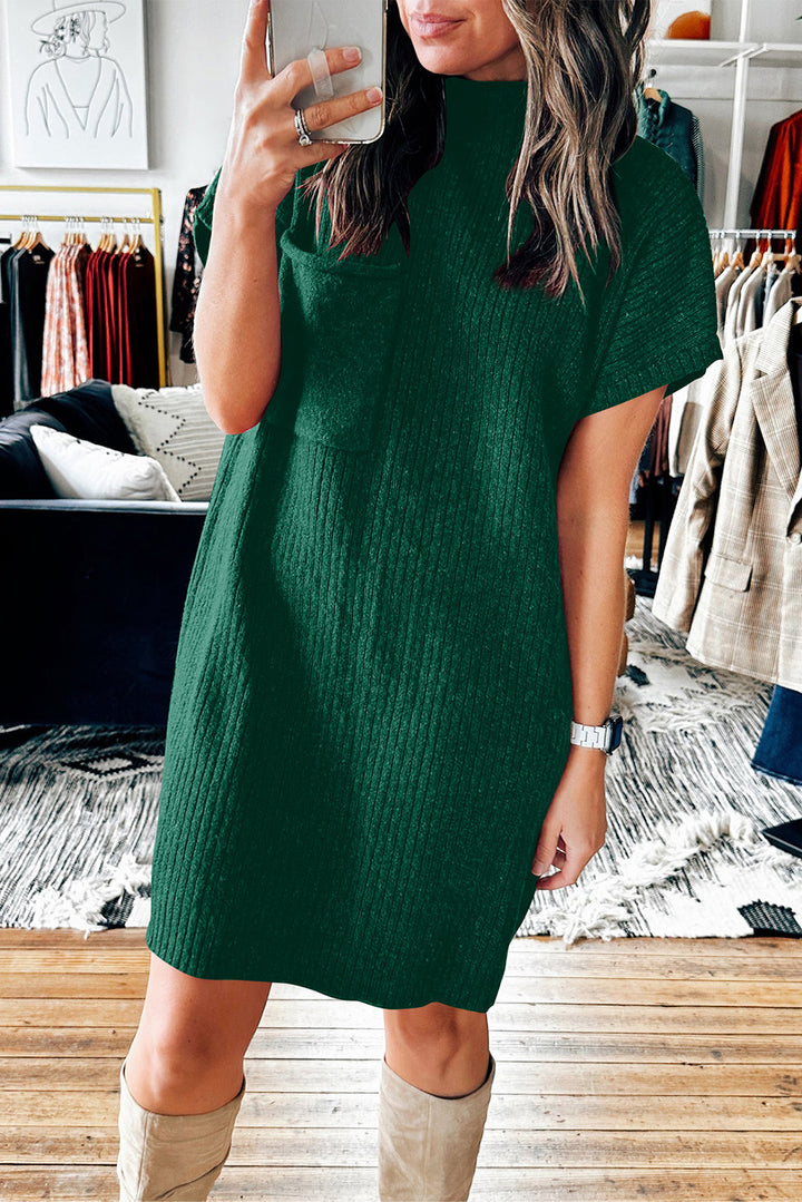 Mock Neck Short Sleeve Sweater Dress | Trendsi