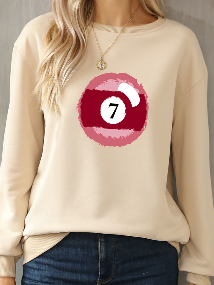 Billiard Graphic Round Neck Sweatshirt | Trendsi