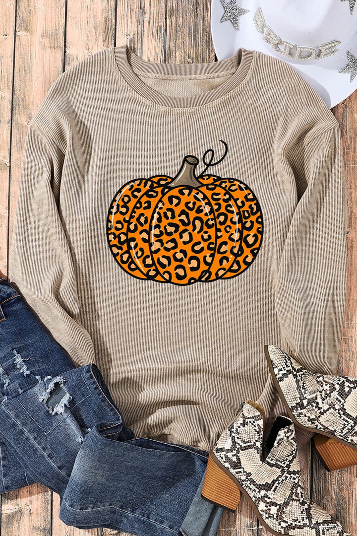 Pumpkin Round Neck Long Sleeve Sweatshirt | Trendsi