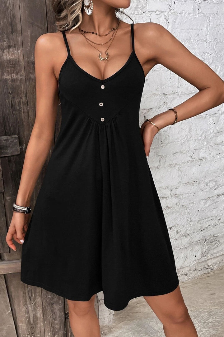 Decorative Button Scoop Neck Cami Dress | Trendsi