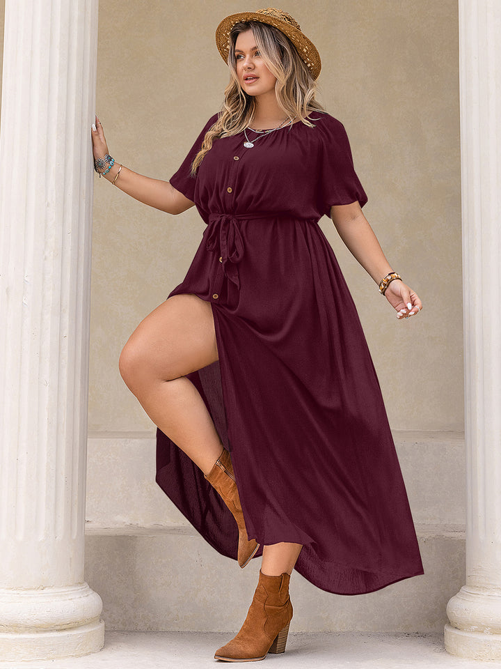 Plus Size Round Neck Half Sleeve Dress | Trendsi