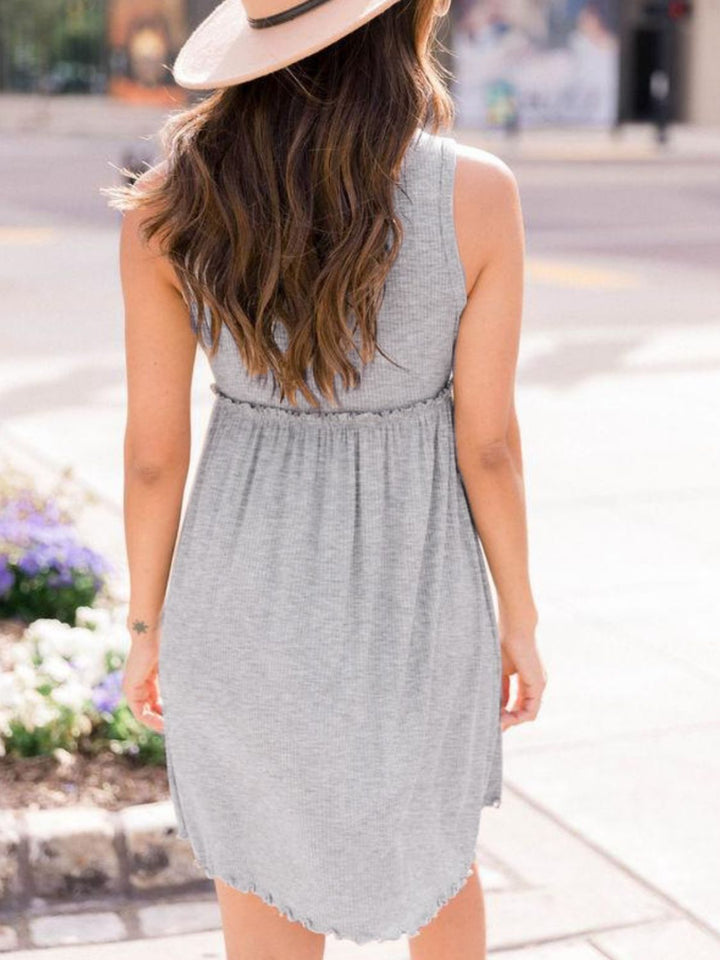 Frill Round Neck Sleeveless Dress | Trendsi