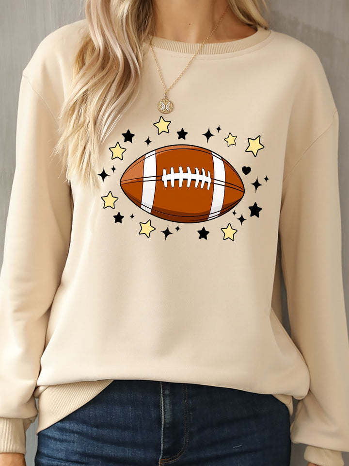 Football Graphic Round Neck Sweatshirt | Trendsi