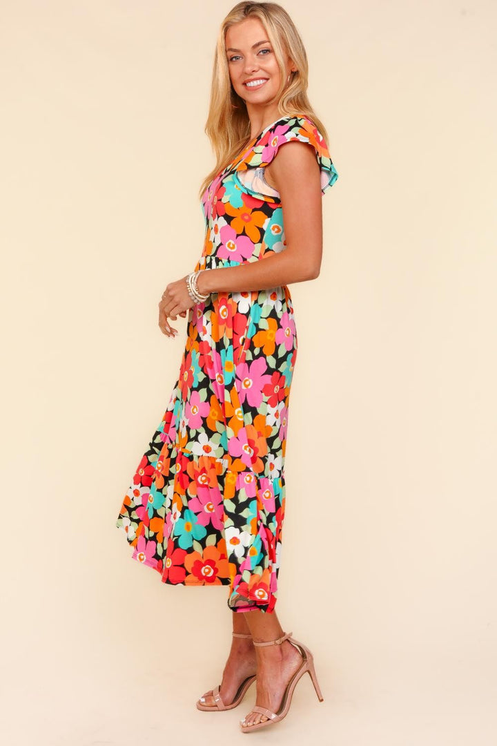 Haptics Floral Midi Dress with Side Pockets | Trendsi