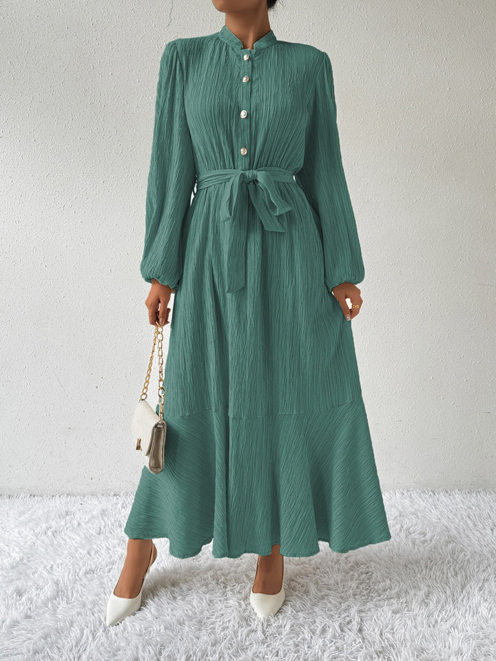 Tie Waist Long Sleeve Dress | Trendsi