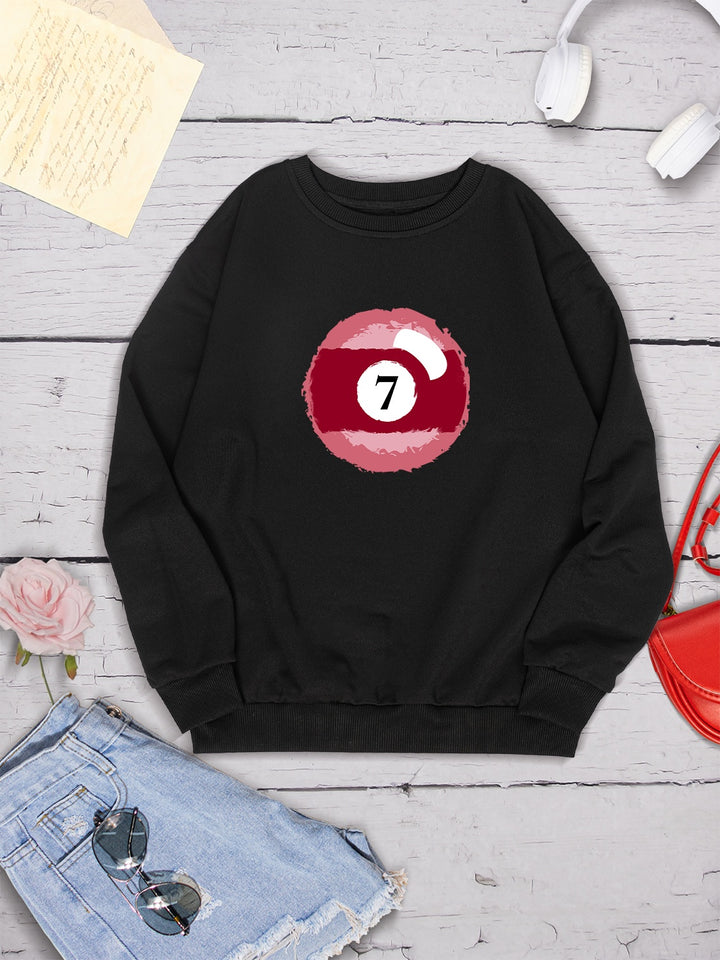 Billiard Graphic Round Neck Sweatshirt | Trendsi