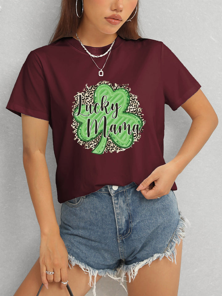 LUCKY MAMA Round Neck T-Shirt | Trendsi