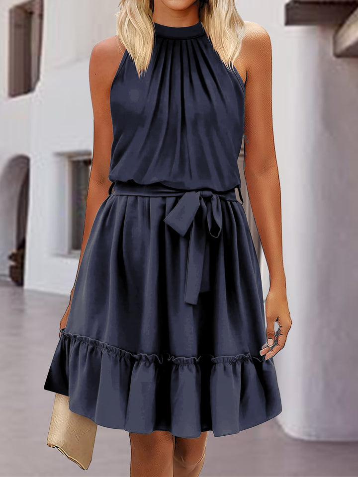 Frill Tied Mock Neck Sleeveless Dress | Trendsi