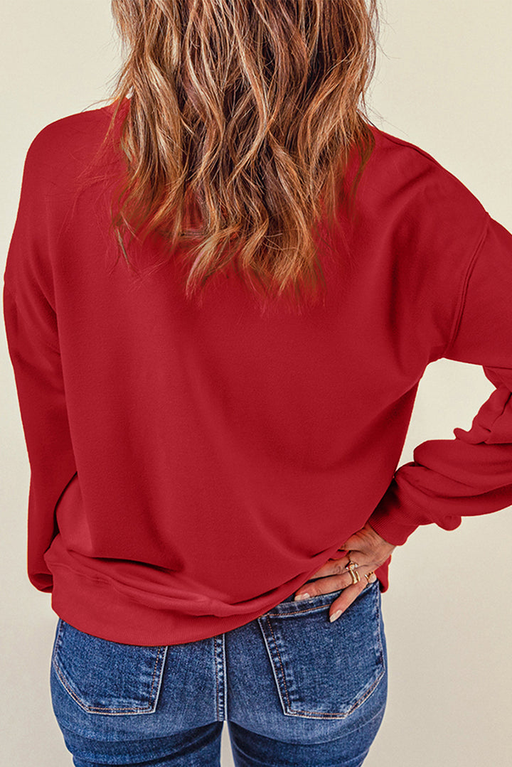 Heart Round Neck Dropped Shoulder Sweatshirt | Trendsi