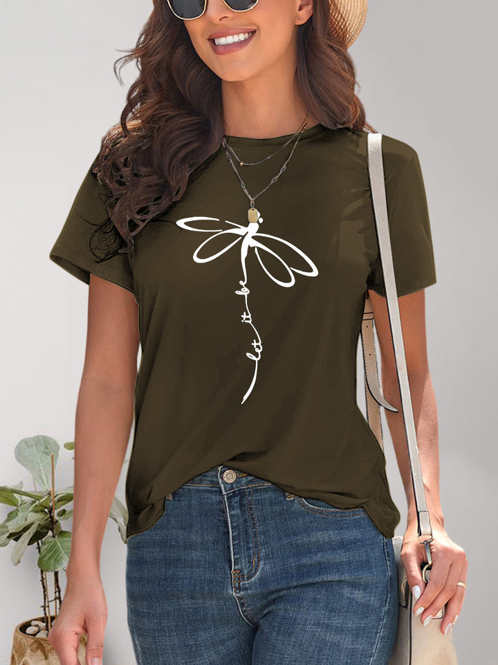 Dragonfly Graphic Round Neck Short Sleeve T-Shirt | Trendsi