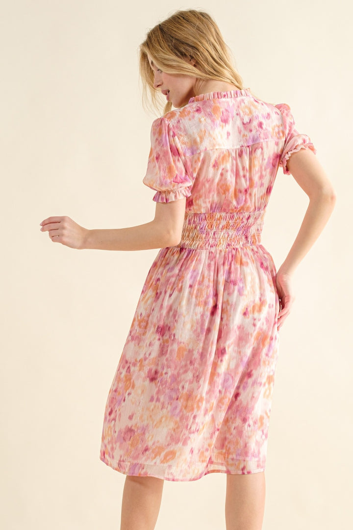 And The Why Full Size Smocked Waist Printed Midi Dress | Trendsi