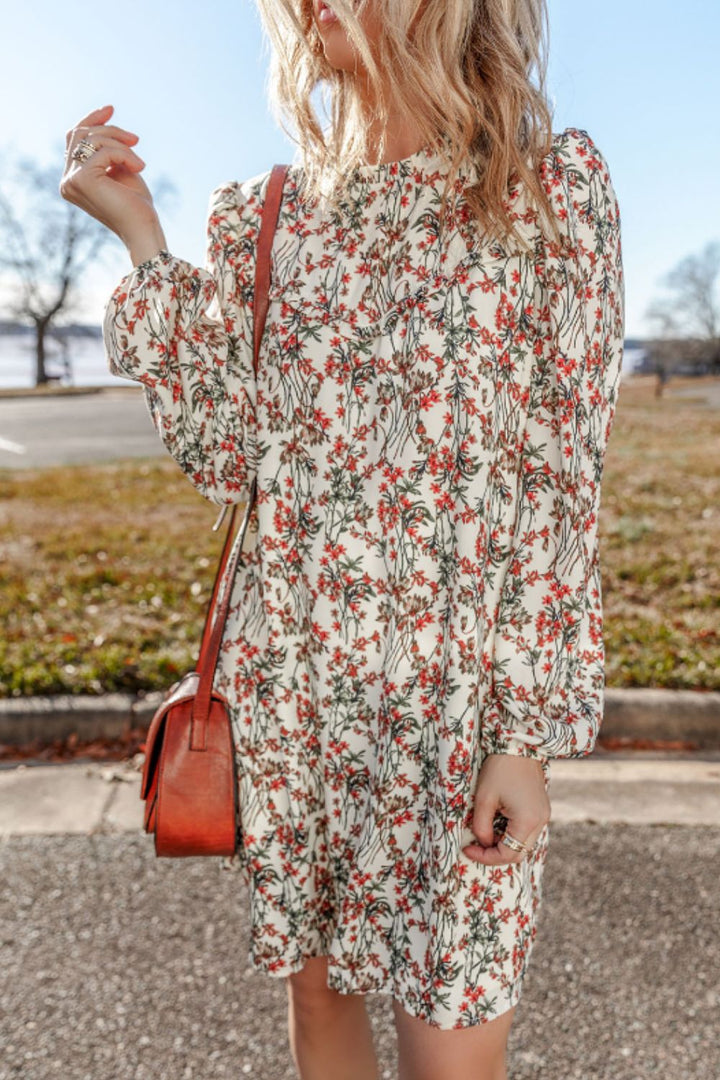 Floral Round Neck Long Sleeve Dress | Trendsi