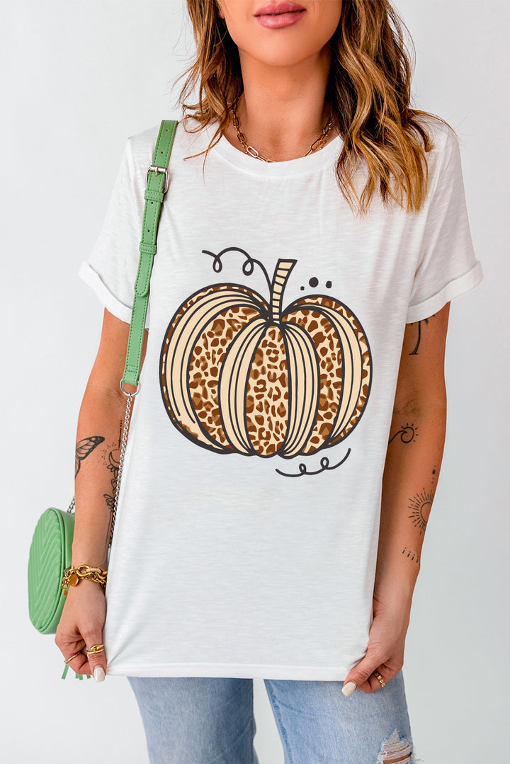 Pumpkin Round Neck Short Sleeve T-Shirt | Trendsi