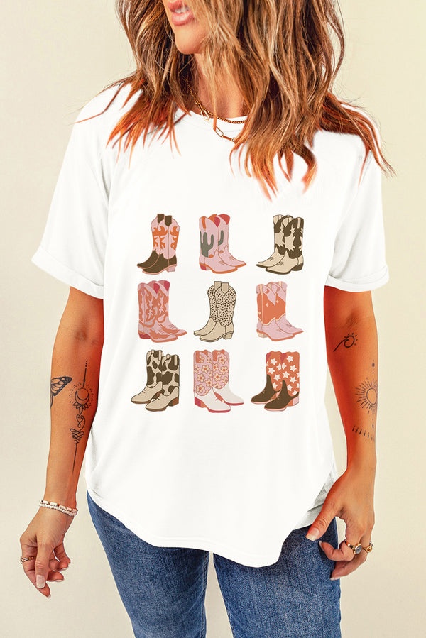 Boot Graphic Round Neck Short Sleeve T-Shirt | Trendsi