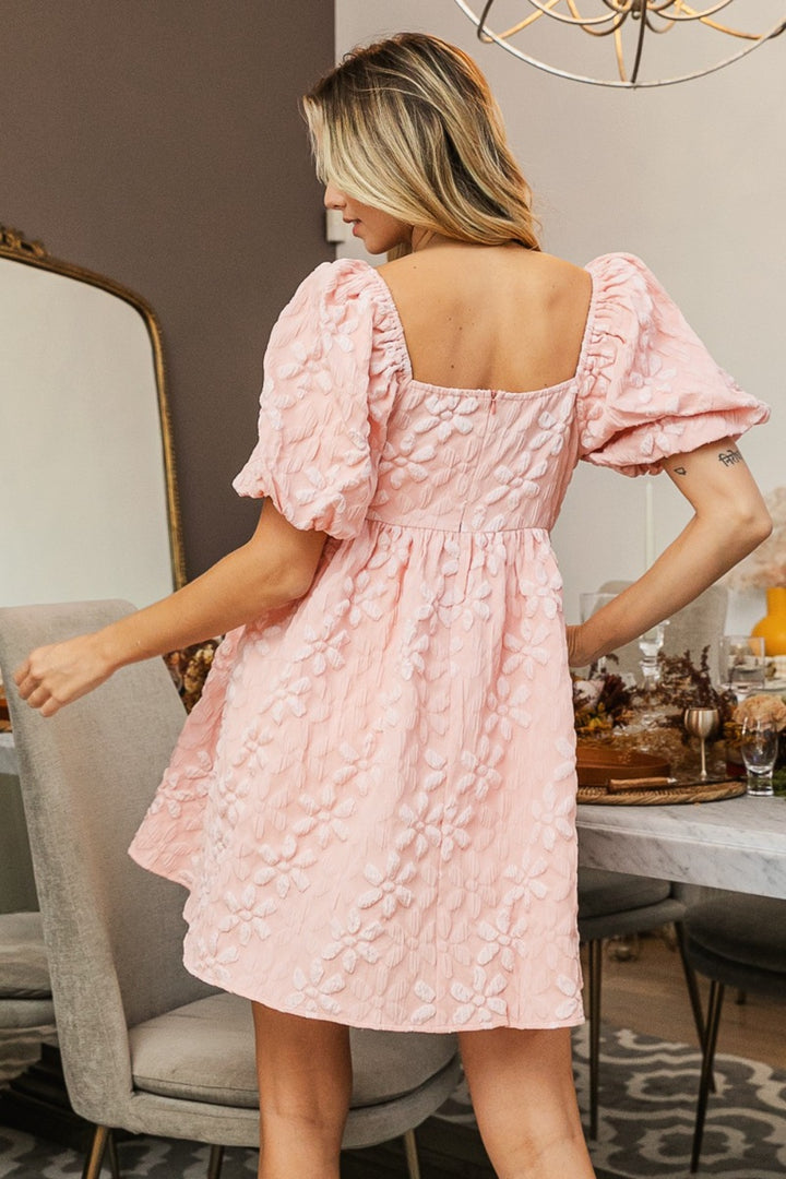 BiBi Flower Square Neck Puff Sleeve Dress | Trendsi