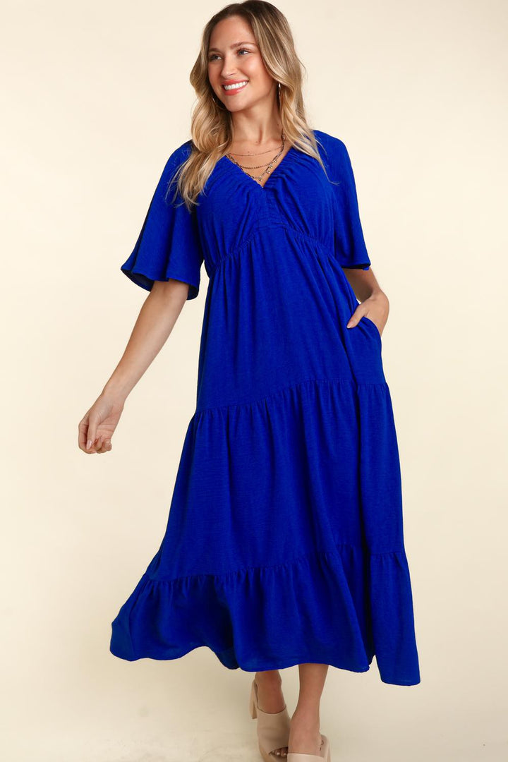 Haptics Tiered Babydoll Maxi Dress with Side Pocket | Trendsi