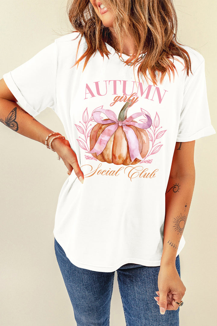 Pumpkin Graphic Round Neck Short Sleeve T-Shirt | Trendsi