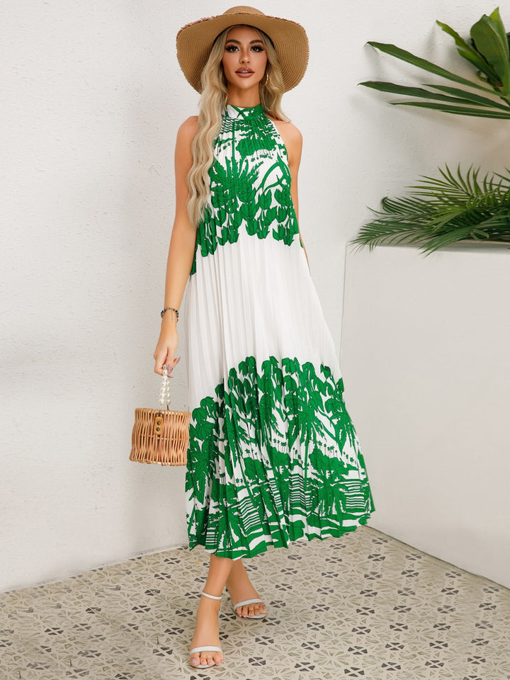 Tied Printed Sleeveless Midi Dress | Trendsi