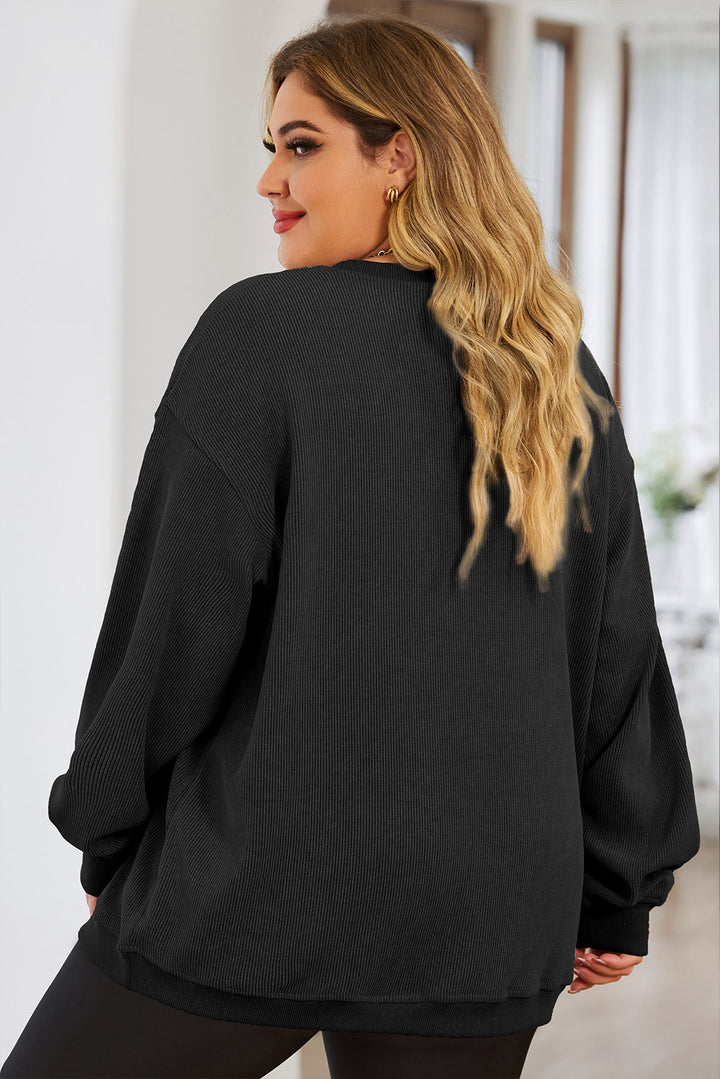 Plus Size Lip Graphic Round Neck Drop Shoulder Sweatshirt | Trendsi