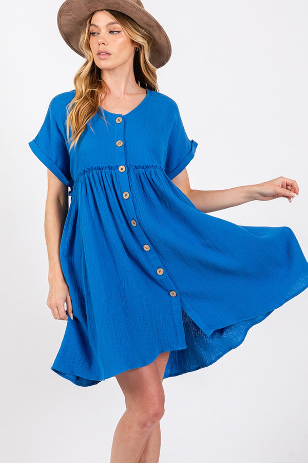 SAGE + FIG Button Up short Sleeve Dress | Trendsi