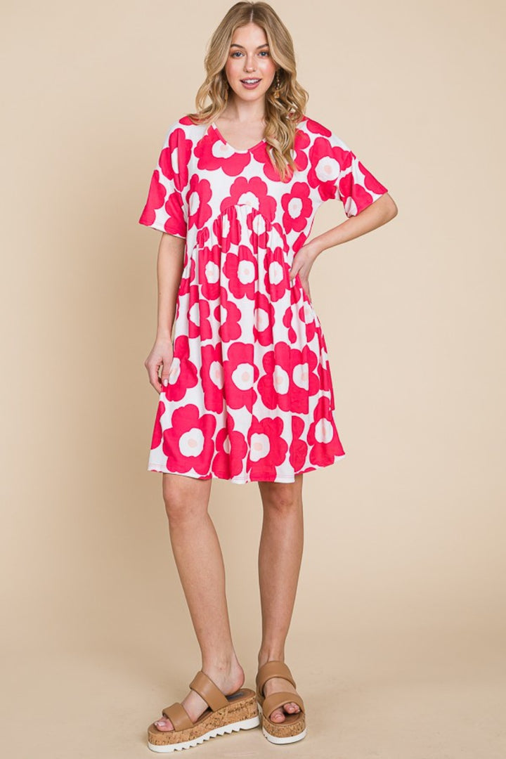 BOMBOM Flower Print Ruched Dress | Trendsi