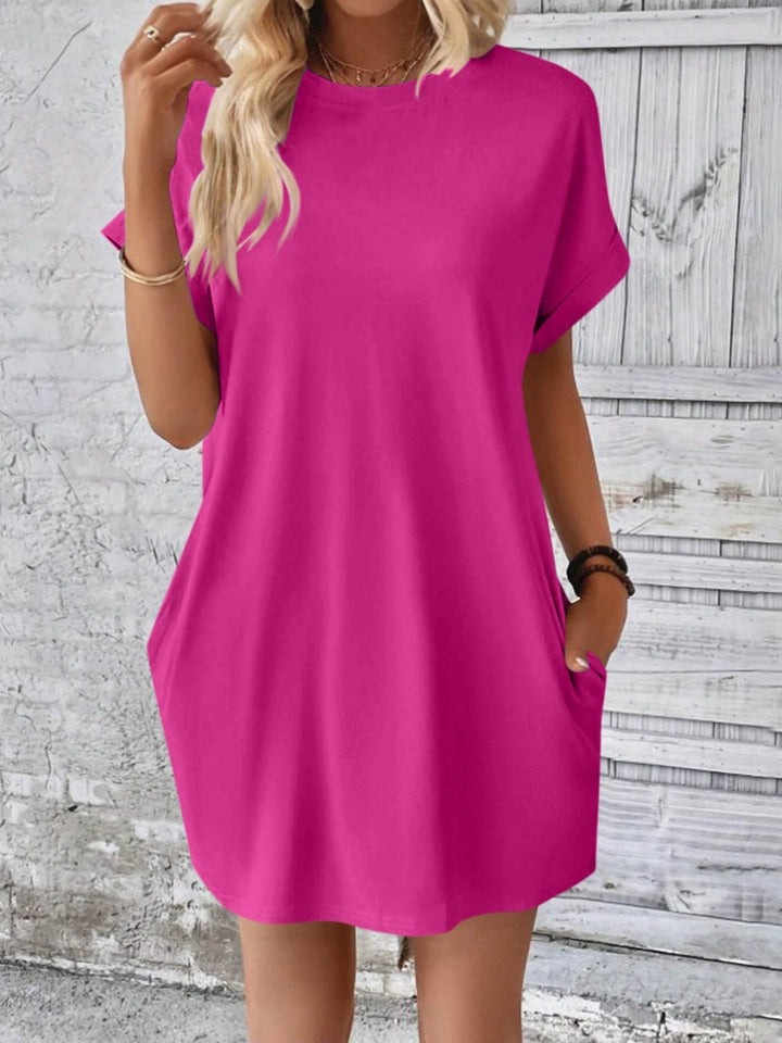 Round Neck Short Sleeve Mini Dress | Trendsi