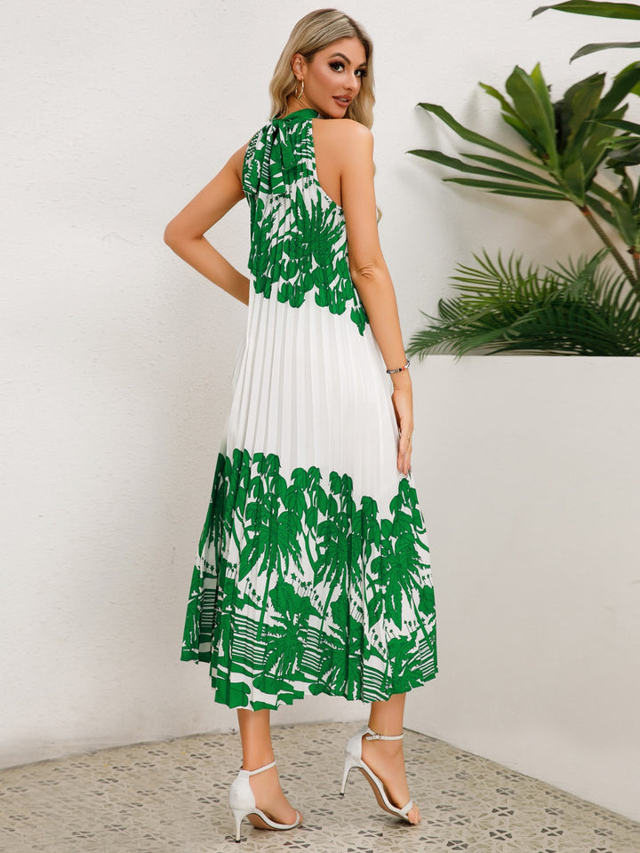 Tied Printed Sleeveless Midi Dress | Trendsi