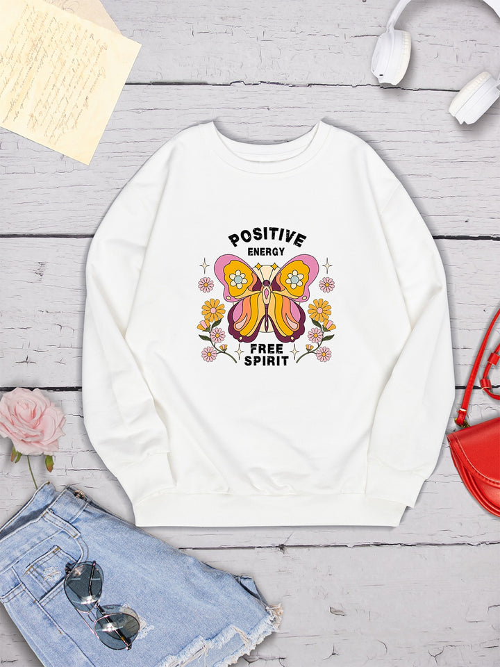 Butterfly Graphic Dropped Shoulder Sweatshirt | Trendsi