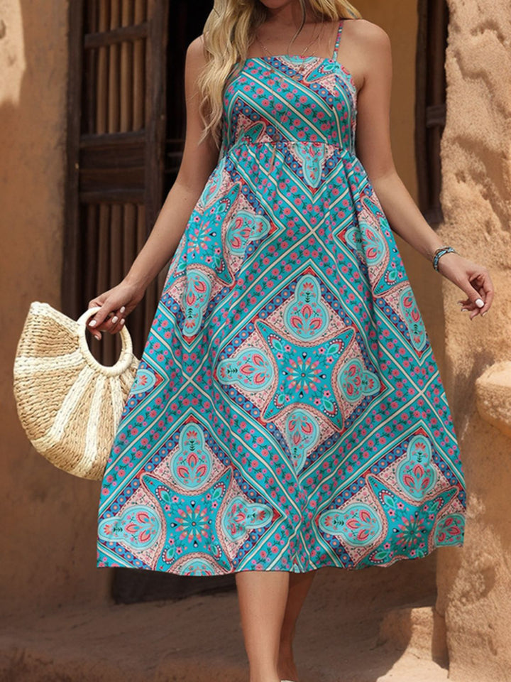 Printed Spaghetti Strap Midi Dress | Trendsi