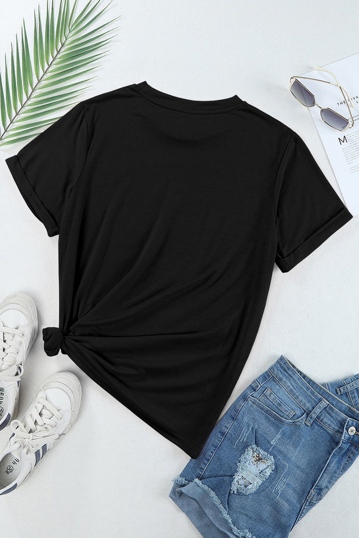 HOWDY Round Neck Short Sleeve T-Shirt | Trendsi