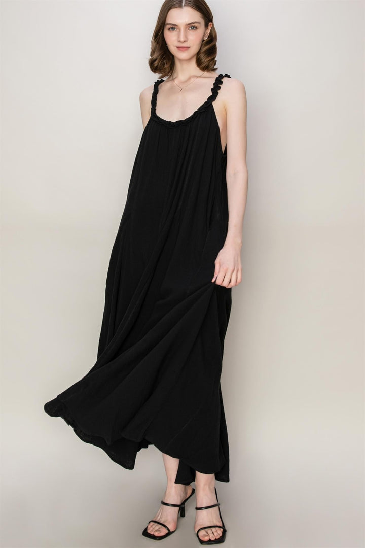 HYFVE Frill Sleeveless A-Line Maxi Dress | Trendsi