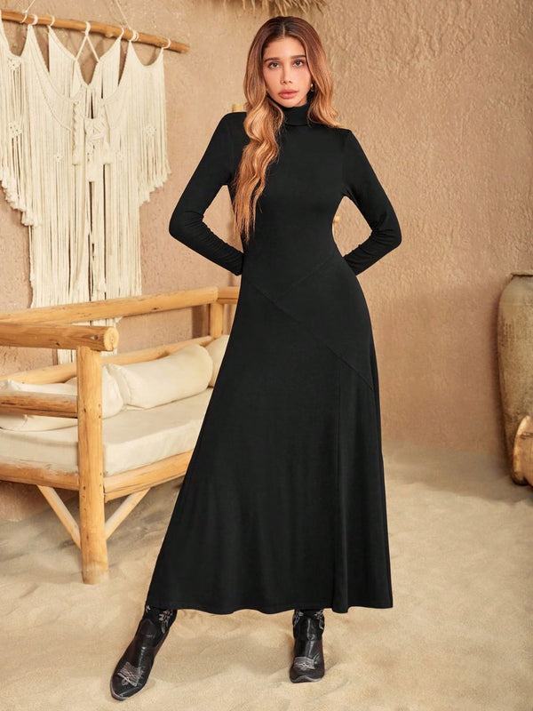 Turtleneck Long Sleeve Maxi Dress | Trendsi