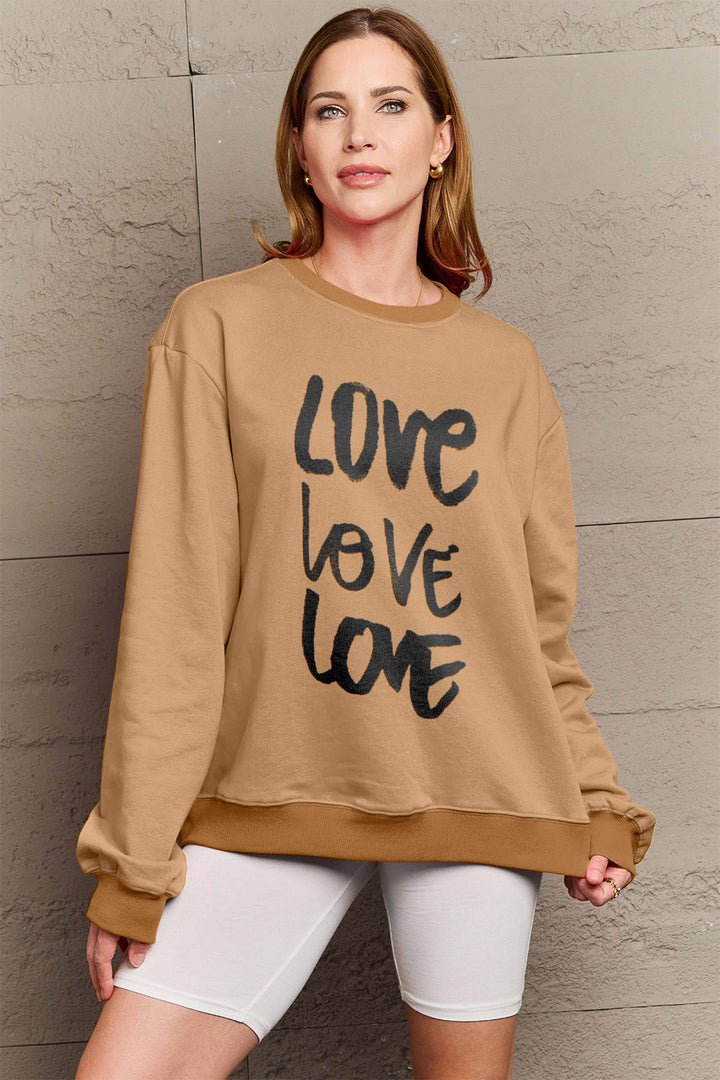 Simply Love Full Size LOVE Round Neck Sweatshirt | Trendsi