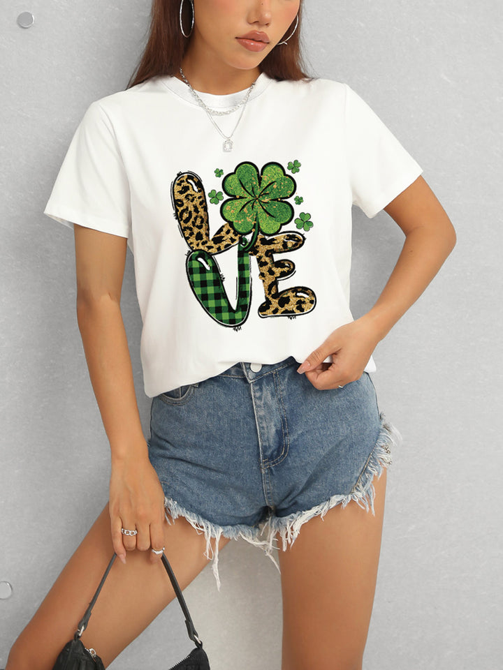 LOVE Round Neck Short Sleeve T-Shirt | Trendsi