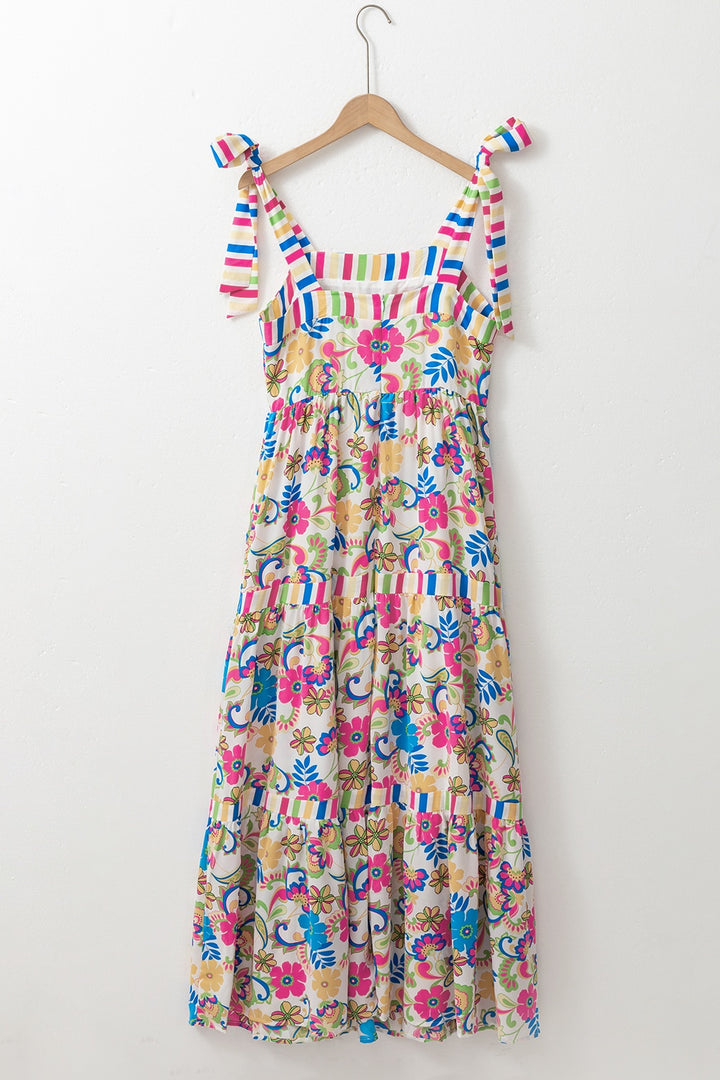 Tied Floral Sleeveless Maxi Dress | Trendsi