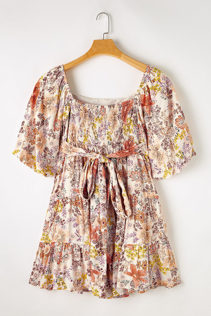 Tied Printed Half Sleeve Mini Dress | Trendsi