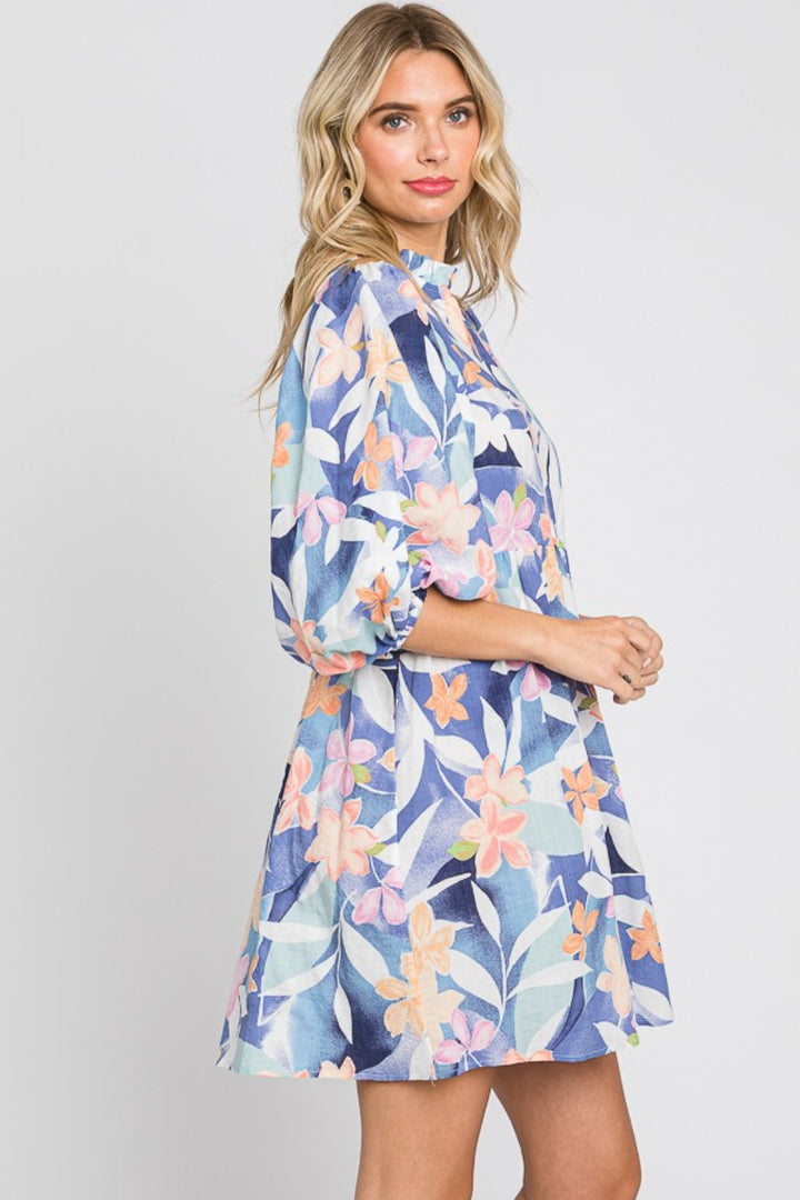 GeeGee Floral Print Mini Dress | Trendsi