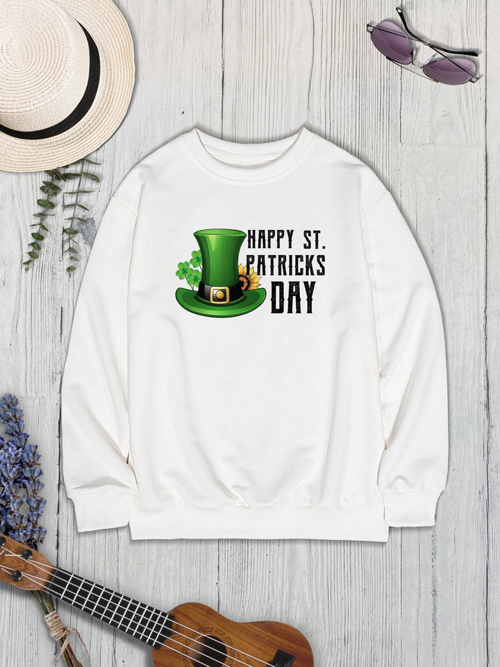 HAPPY ST. PATRICKS DAY Dropped Shoulder Sweatshirt | Trendsi