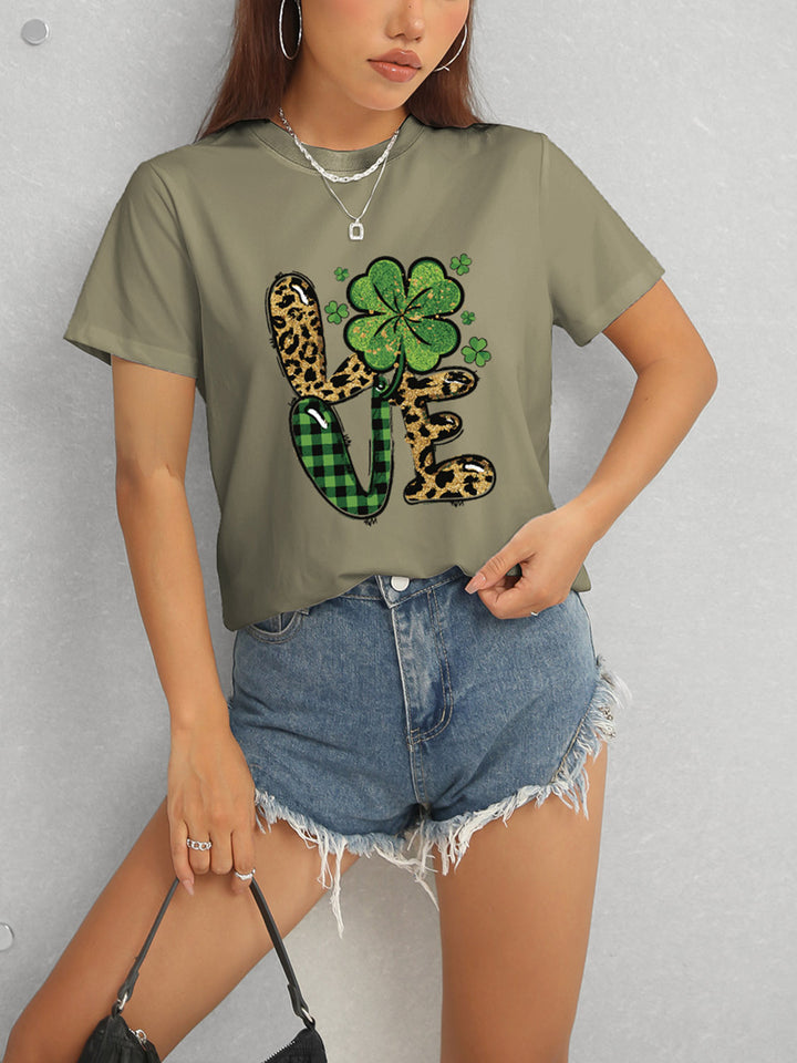 LOVE Round Neck Short Sleeve T-Shirt | Trendsi