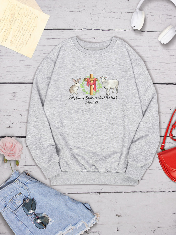 EASTER Graphic Round Neck Sweatshirt | Trendsi