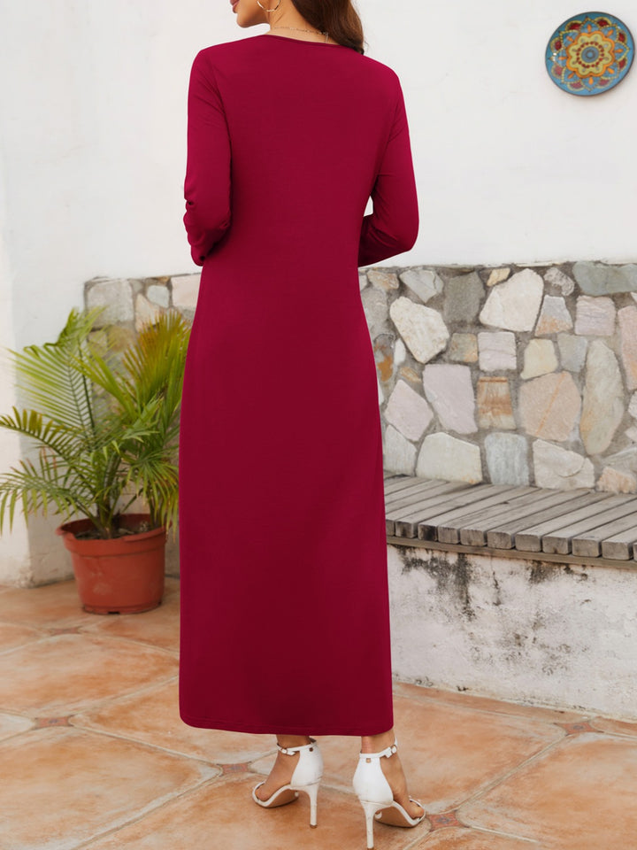 Twisted Round Neck Long Sleeve Dress | Trendsi