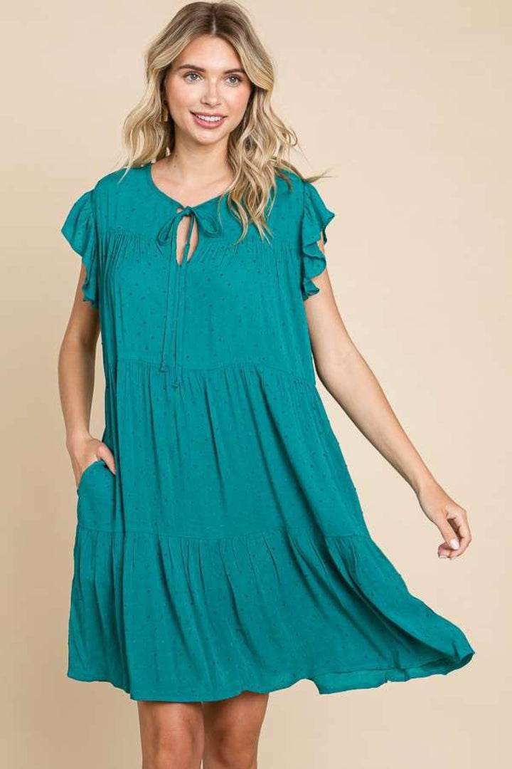 Culture Code Ruffle Cap Sleeve Tiered Dress | Trendsi